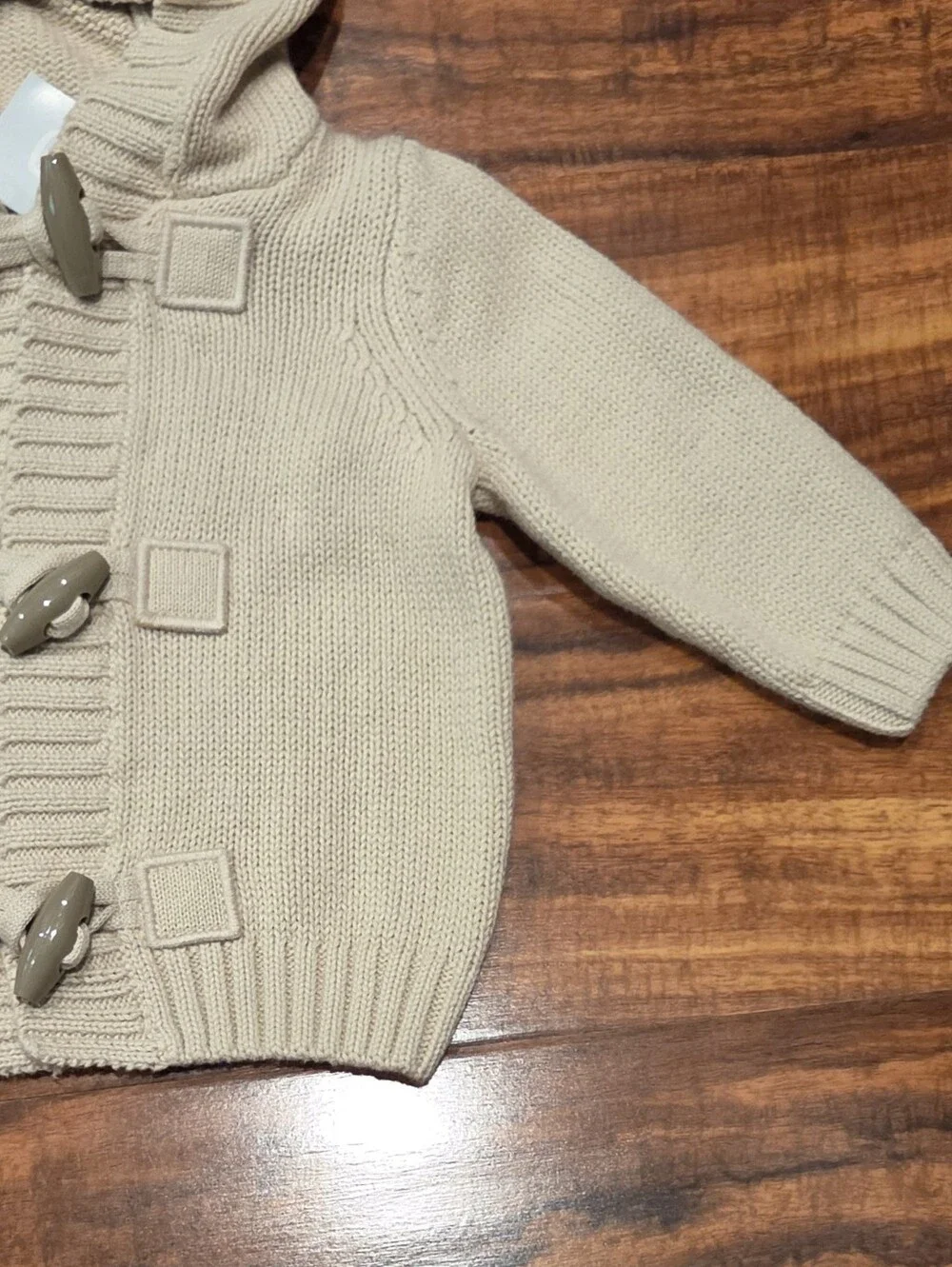 Gymboree NWT 3-6 Months Beige Hooded Toggle Knit Cardigan